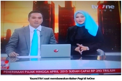 Yaumil Fitri saat membawakan Kabar Pagi di tvOne