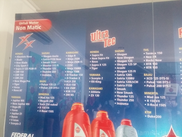 Varian Pelumas Federal Oil dengan kecocokannya dengan Varian Sepeda Motor (dok.pribadi)