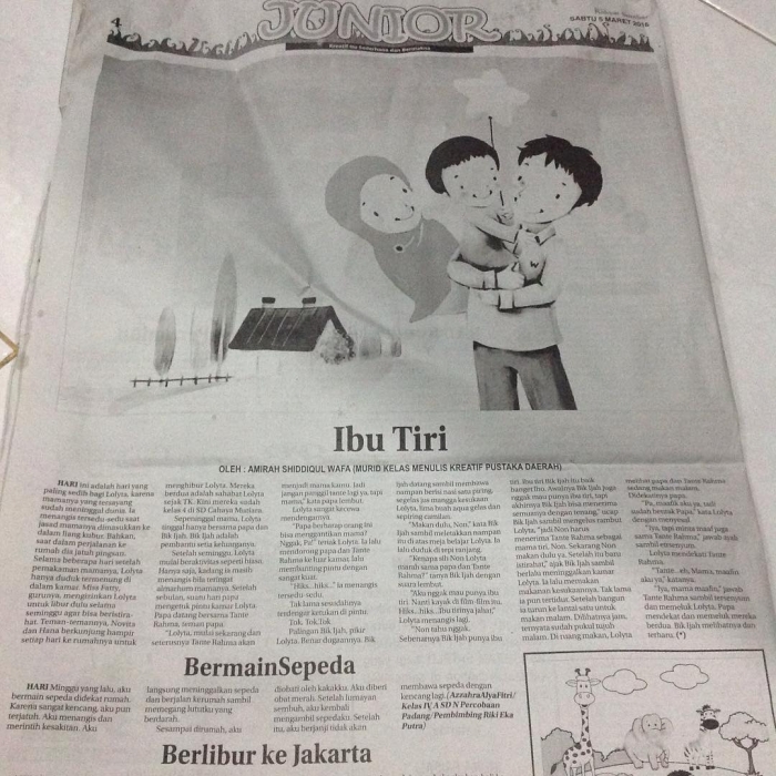 Halaman Junior ini adalah halaman kerja sama antara Harian Rakyat Sumbar dengan KKI. DI sini kami mempublikasi karya tulis anak-anak