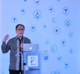 Rangkaian acara Launching, Dr. Antonius menjelaskan jalan panjang lahirnya Aplikasi PRIMA, termasuk konsep pengusungan filosofi Sido Luhur yang digunakan dalam background aplikasi