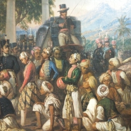 Lukisan berjudul penangkapan pangeran diponegoro merupakan lukisan beraliran romantik karya pelukis terkenal yaitu