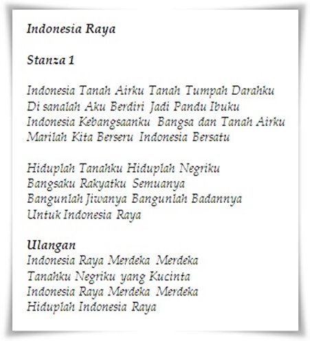 Lirik indonesia raya Lirik Lagu