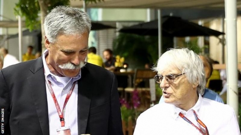 Bernie Ecclestone (kiri) dan Chasey Carey, CEO baru Formula One/BBC.com