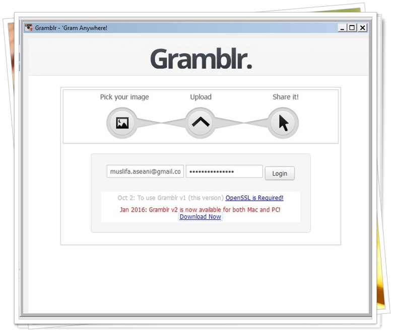 SS Menu Gramblr yang masih gagal login bagi saya.
