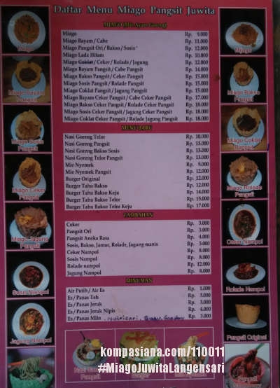 Daftar menu.