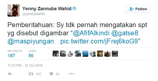 sumber gambar : twitter.com (@yennywahid)