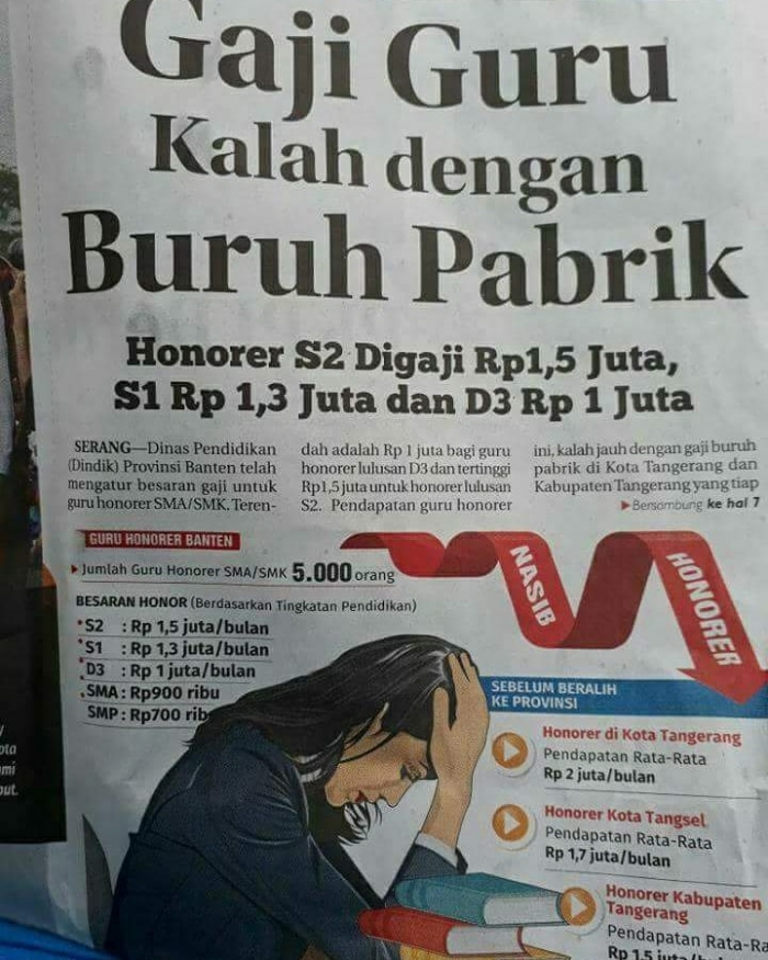 Gaji mereka lebih rendah dari gaji buruh pabrik ?