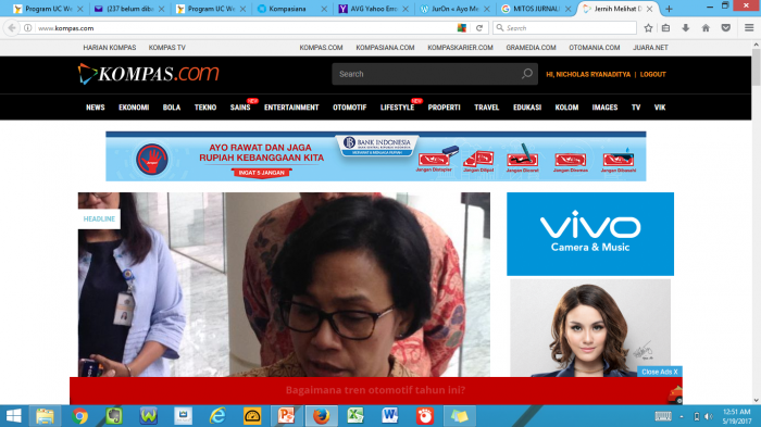 Contoh situs berita online, kompas.com. Sumber: Dokumen Pribadi