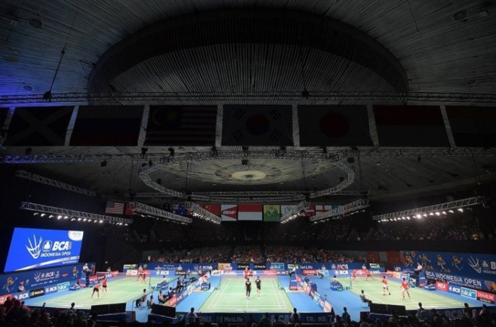 Suasana JCC saat pertandingan Indonesia Open berlangsung. (sumber foto: @widihandoko01)