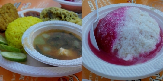 Nasi Kuning Komplit dan Es Campur Garut Masing-masing Rp 28 rb dan Rp 21 rb (dokpri)