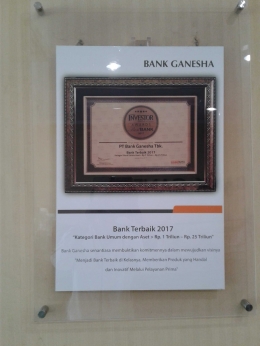 penghargaan bank ganesha (sumber: dokumentasi pribadi)