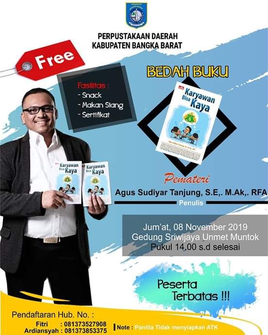 Jadwal Bedah Buku Karyawan Bisa Kaya By Agus Sudiyar Tanjung 