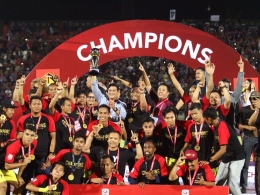 Perayaan para pemain Persik pasca resmi menjadi juara Liga 2 di Stadion I Wayan Dipta, Gianyar, Bali. (Tagar.id)