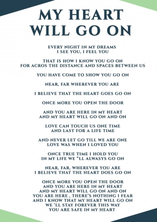 Lirik lagu my sales heart will go on