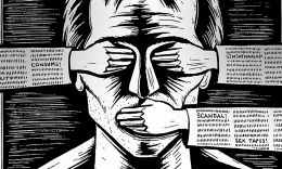 Ilustrasi kebebasan pers yang masih jauh dari kata merdeka. Sumber: justisia.com
