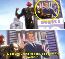 Captain America menjadi presiden Amerika. Sumber : Buzz Feed