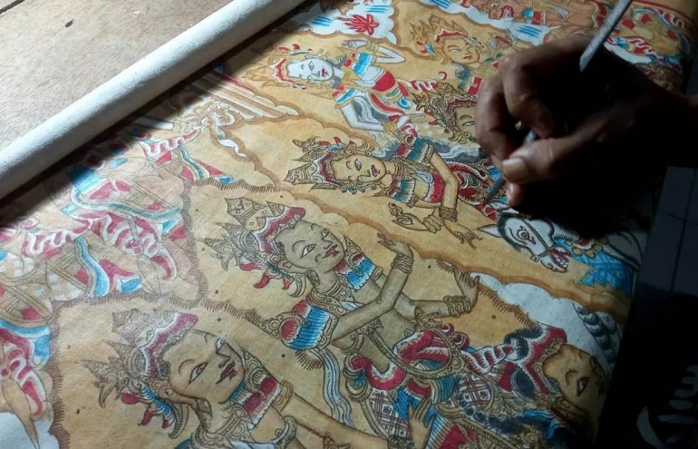 Proses Nyawi Lukisan Kamasan | Dok. Suprapta Gallery