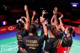 Tim Uber Indonesia berjuang keras meski belum punya skuad tangguh. Sumber: Yohan Nonotte/Badminton Photo/via Kompas.com