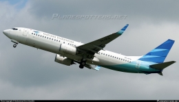 Boeing 737-8U3 Garuda Indonesia. Sumber: Muhammad Aria A. / www.planespotters.net