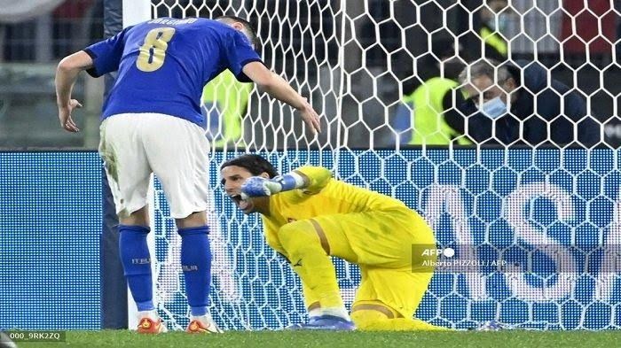 Pertandingan kualifikasi Piala Dunia 2022 antara Italia vs Swis.Foto:Alberto Pizzolo/AFP/tribunnews.com