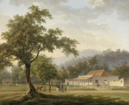 Lukisan lanskap rumah di Banyuwangi. Foto: Collectie Tropenmuseum Belanda
