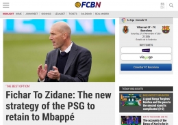 (Pemberitaan Zidane menangani PSG/ sumber foto dilansir dari fcbarcelonanoticias.com)