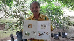 Dr. Ir. Moh. Reza Tirtawinata, MS-Pemilik Kebun Duren Wa Reza-Dengan Perangko Buah-buahan hadiah Ultah Wa Reza dari Rekan/dokpri