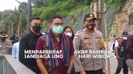 AKBP Bambang Hari Wibowo mendampingi Menparekraf Sandiaga Uno ketika berkunjung ke Labuan Bajo. Foto: Dok. Polres Manggarai Barat