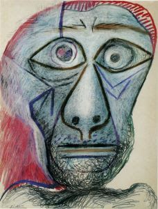 Lukisan berjudul 'Self-potrait facing death' (1972) karya Picasso (sumber: arts.pallimed.org)