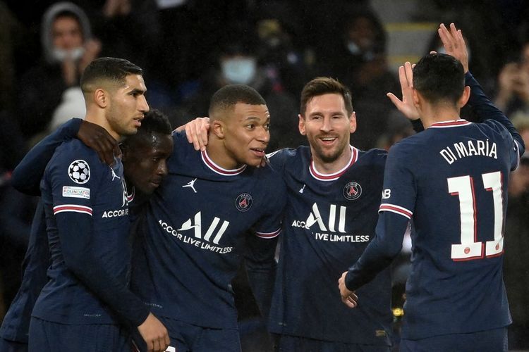 Paris Saint Germain berhasil mengalahkan Club Brugge (4-1) dalam laga terakhir di Grup A Liga Champions. Foto: AFP/Franck Fife via Kompas.com