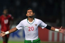 Selebrasi gol Bambang Pamungkas ke gawang Kamboja/foto: kompas.com