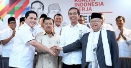 Erick Thohir bersama pasangan Jokowi-Ma'ruf didampingi Jusuf Kalla (sumber: tirto.id)
