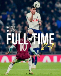 Tottenham 2- West Ham 1 (Sumber : https://twitter.com/SpursOfficial/status/) 