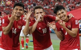 Selebrasi gol keempat timnas Indonesia melawan Singapura (foto: inews.id)