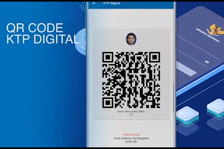 Tampilan QR Code e-KTP pada aplikasi identitas digital.(Tangkapan layar video Direktur Jenderal Kependudukan dan Catatan Sipil Kementerian Dalam Negeri)