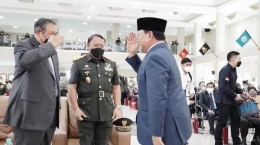 Momen SBY bertemu Prabowo di Universitas Pertahanan, Rabu (12/1/2022).  (Tribunnews.com)