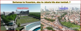 Gambar ilustrasi Nusantara dan Jakarta. Sumber : wonogiri.pikiran.rakyat.com dan dreamstime.com. Digabung oleh Penulis