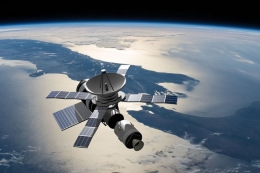 Ilustrasi satelit mengorbit planet Bumi.( SHUTTERSTOCK/Stanislaw Tokarski/kompas.com)