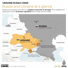 Peta Ukraina dan Rusia. Sumber: Mapbox/www.aljazeera.com