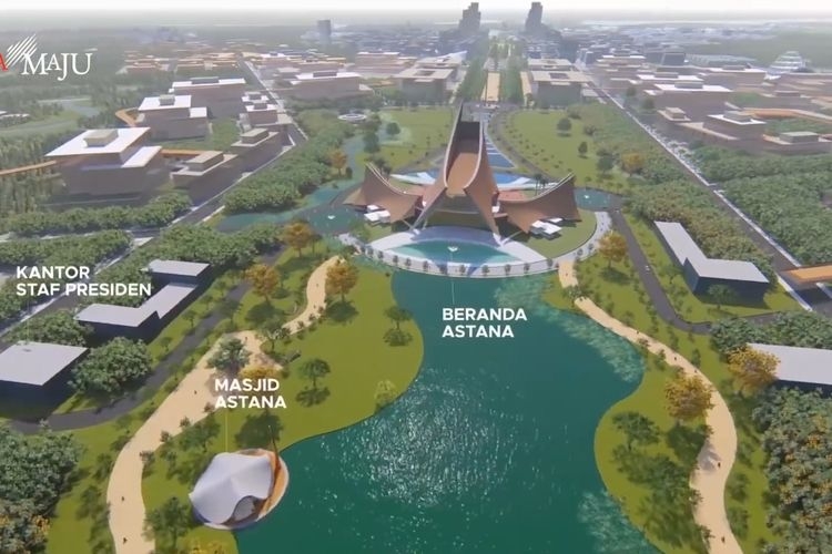 Foto tangkapan layar YouTube Sekretariat Presiden: konsep desain ibu kota baru Nagara Rimba Nusa, pemenang sayembara Kementerian PUPR. (KOMPAS.com/Fitria Chusna Farisa)
