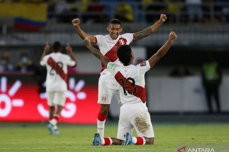 Selebrasi pemain Peru.Foto:Luisa Gonzales/ REUTERS/antaranews.com