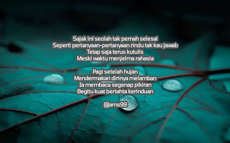 Puisi Pagi Setelah Hujan / Dokpri @ams99 By. TextArt 