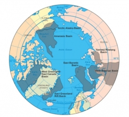 Figure 1: A majority of the seven Arctic basins that holds the Arctic's oil and natural gas resource are located offshore, Source: Geology.com