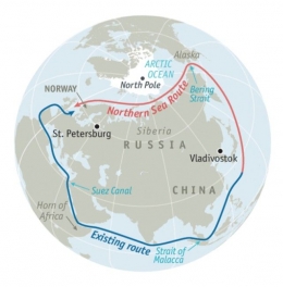 Figure 2: A visualisation of the Northern Sea Route, Source: The Economist