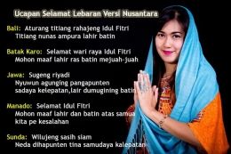 Beragam ucapan selamat Idul Fitri dalam bahasa Nusantara (foto: shutterstock; diolah pribadi)