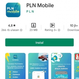 Jepretan pribadi aplikasi PLN Mobile di Playstore