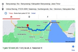 Peta lokasi Umbul Bening di Banyuwangi. Sumber: screenshot/google.com/search