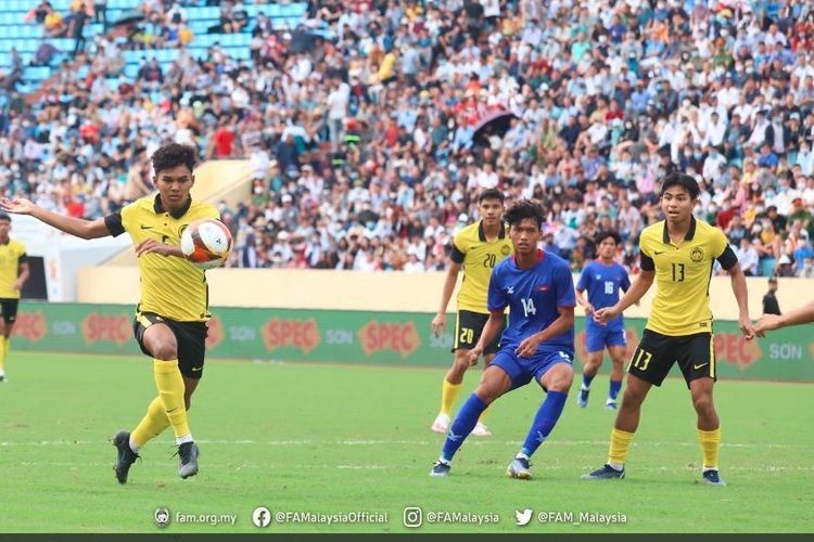 Laga Malaysia vs Kamboja di Sea Games. foto: tangkapan layar twitter FA Malaysia dipublikasikan kompas.com