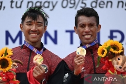 Pemenang Mendayung Men's Double Sculls Sulfianto dan La Memo (https://indramayu.pikiran-rakyat.com)