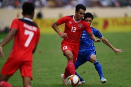 Rachmat Irianto tidak bisa bermain melawan Malaysia karena terkena hukuman kartu merah (Foto ANTARA/Aditya Pratama Putra via Kompas.com). 